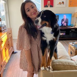 Gingham smocked babydoll dress